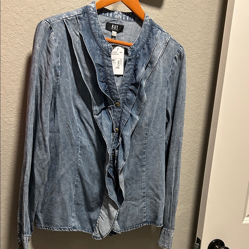 Kut from the Kloth Blue Denim Top